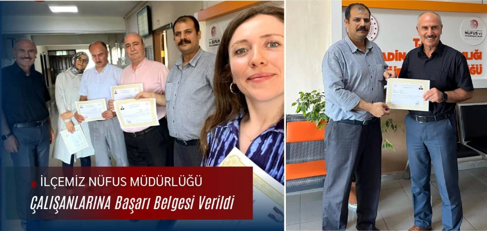 Nüfus Müdürlüğü Personeline Başarı Belgesi